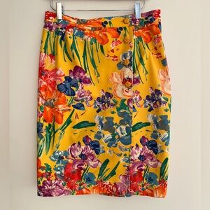 UNGARO Parallele Paris Vintage Wrap Skirt Colourful Floral Cotton Designer 80's